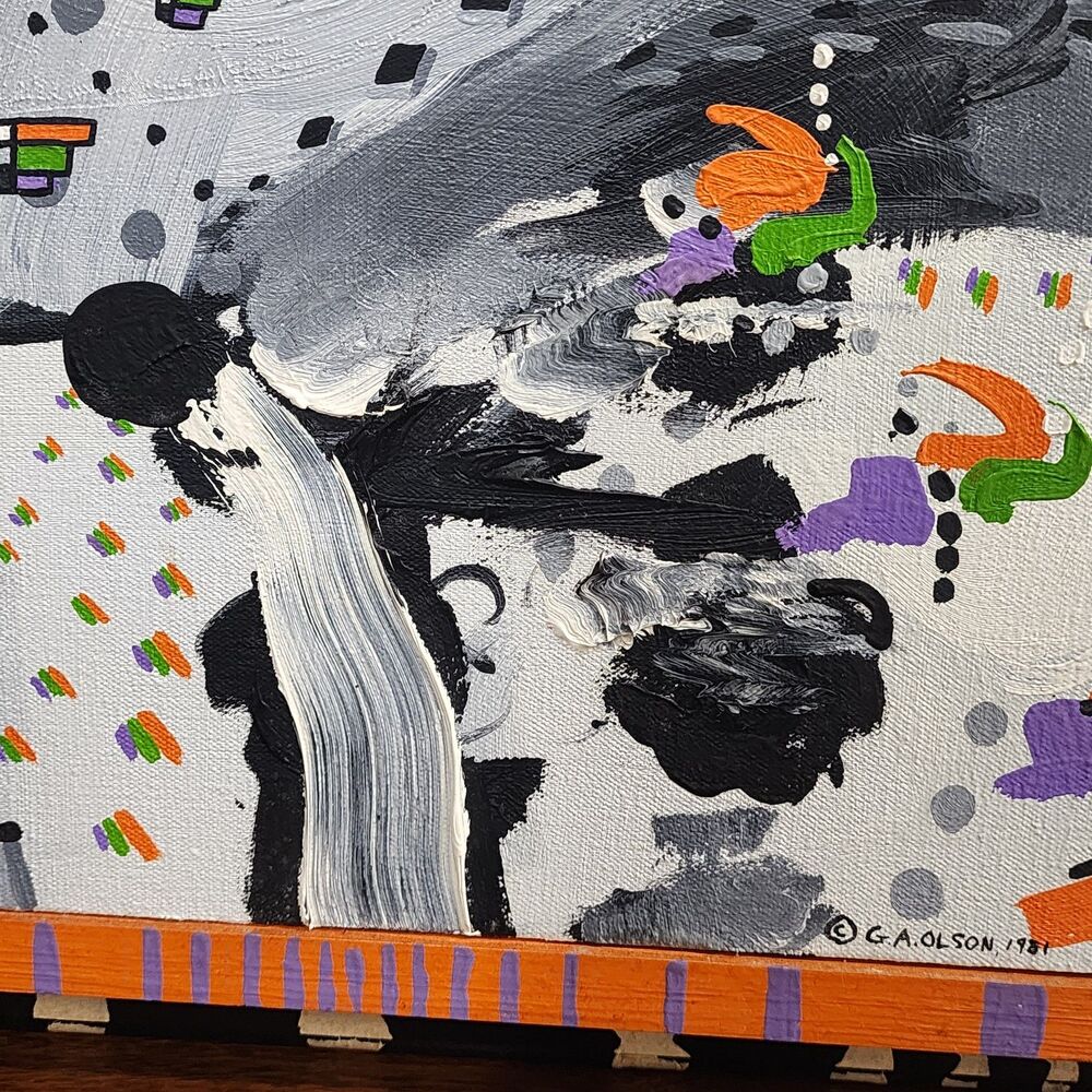 Vintage G. Olson 1980 Original Abstract Expressionist Painting | Signed - Picture 6 of 11